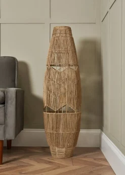 BHS Natural Jute Woven String Floor Lamp (110cm x 33cm)