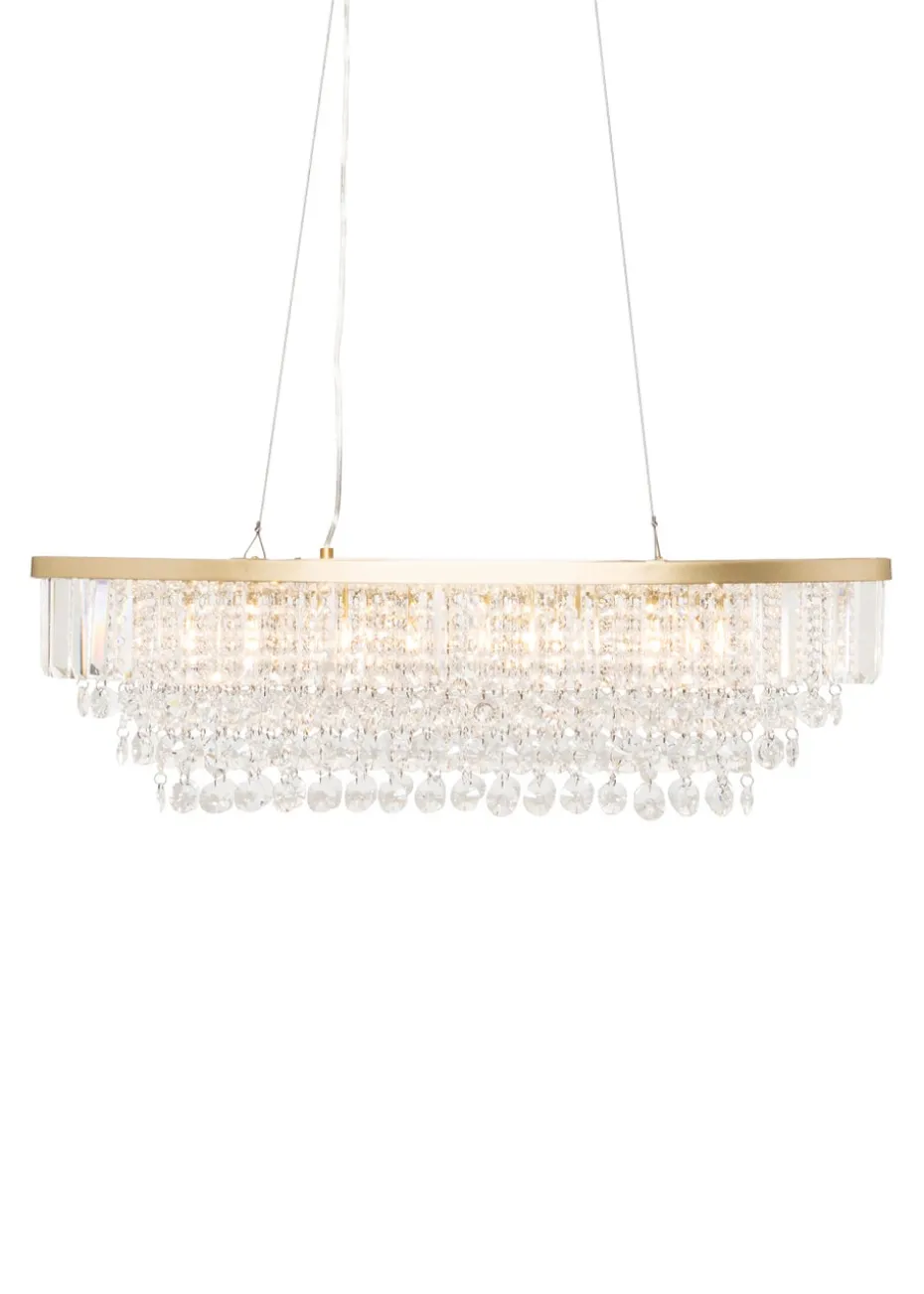 BHS Paladina 4 Light Oval Diner Bar Ceiling Light Satin Brass (Adjustable 40-125cm x 80cm)