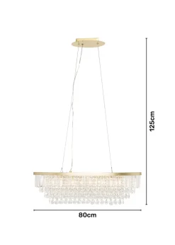 BHS Paladina 4 Light Oval Diner Bar Ceiling Light Satin Brass (Adjustable 40-125cm x 80cm)