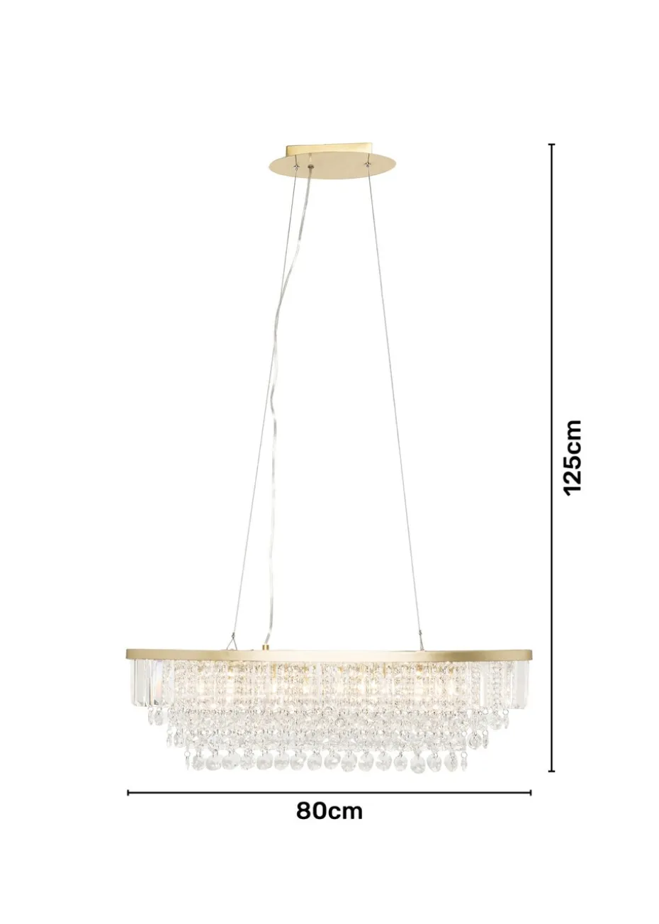 BHS Paladina 4 Light Oval Diner Bar Ceiling Light Satin Brass (Adjustable 40-125cm x 80cm)