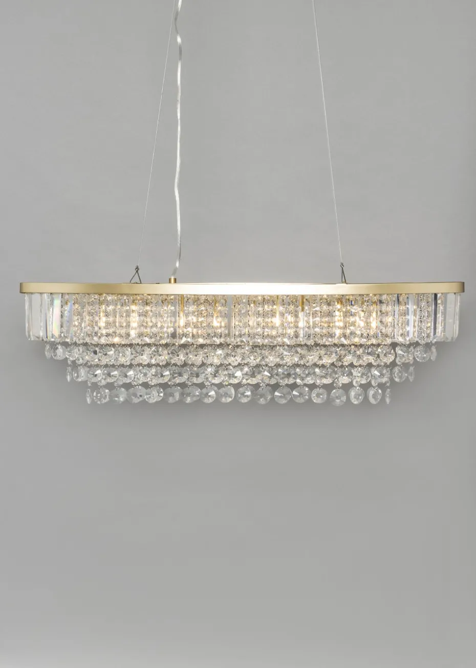 BHS Paladina 4 Light Oval Diner Bar Ceiling Light Satin Brass (Adjustable 40-125cm x 80cm)