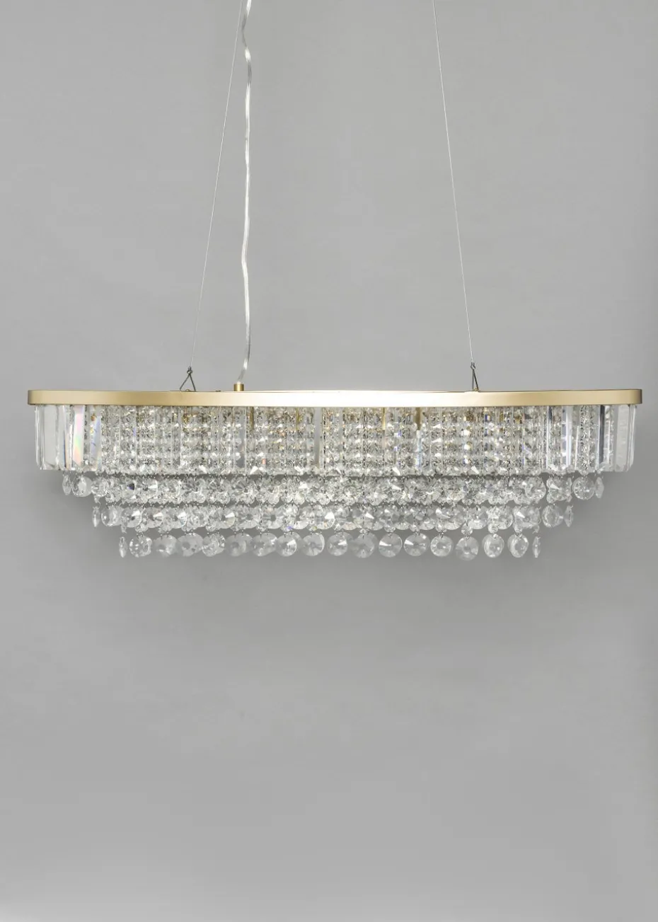 BHS Paladina 4 Light Oval Diner Bar Ceiling Light Satin Brass (Adjustable 40-125cm x 80cm)