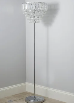 BHS Paladina Floor Lamp 3 Light Chrome (157cm x 47cm)