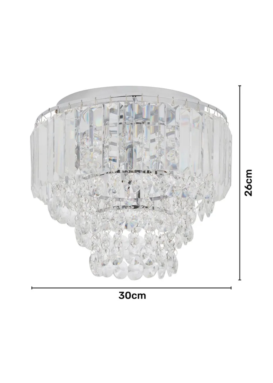 BHS Paladina Flush Ceiling 3 Light Chrome (26cm x 30cm)