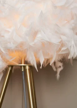 BHS Plume Satin Brass Feather Tripod Floor Lamp (147cm x 46cm x 46cm)