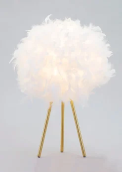 BHS Plume Satin Brass Feather Tripod Table Lamp (48cm x 30cm x 30cm)
