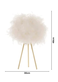 BHS Plume Satin Brass Feather Tripod Table Lamp (48cm x 30cm x 30cm)