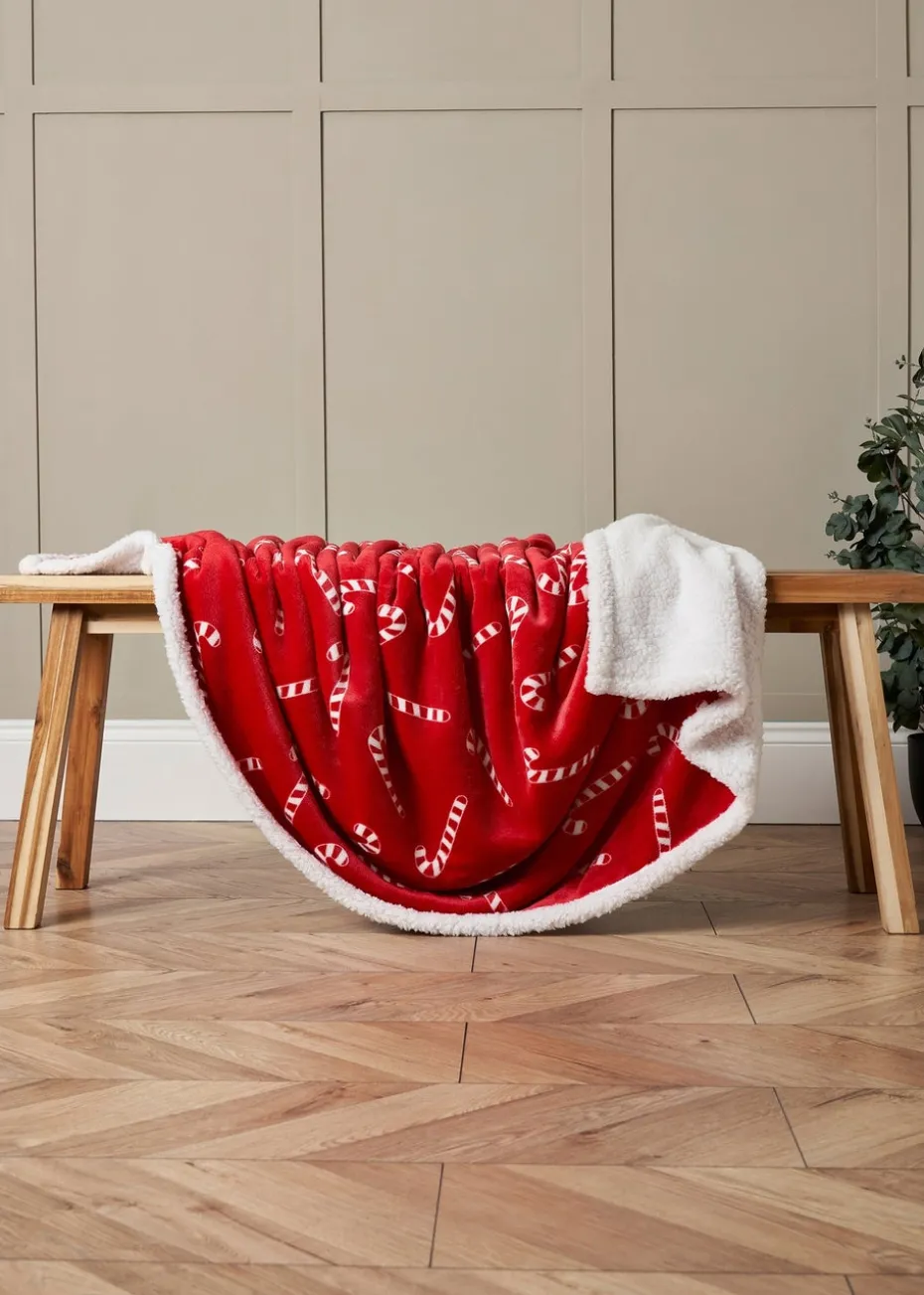 BHS Red Candy Cane Throw