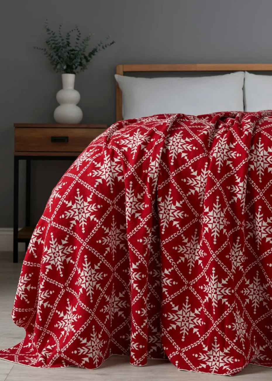 BHS Red Christmas Design Throw