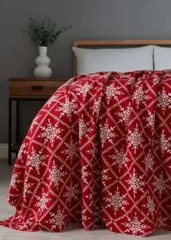 BHS Red Christmas Design Throw