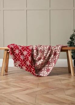 BHS Red Christmas Design Throw