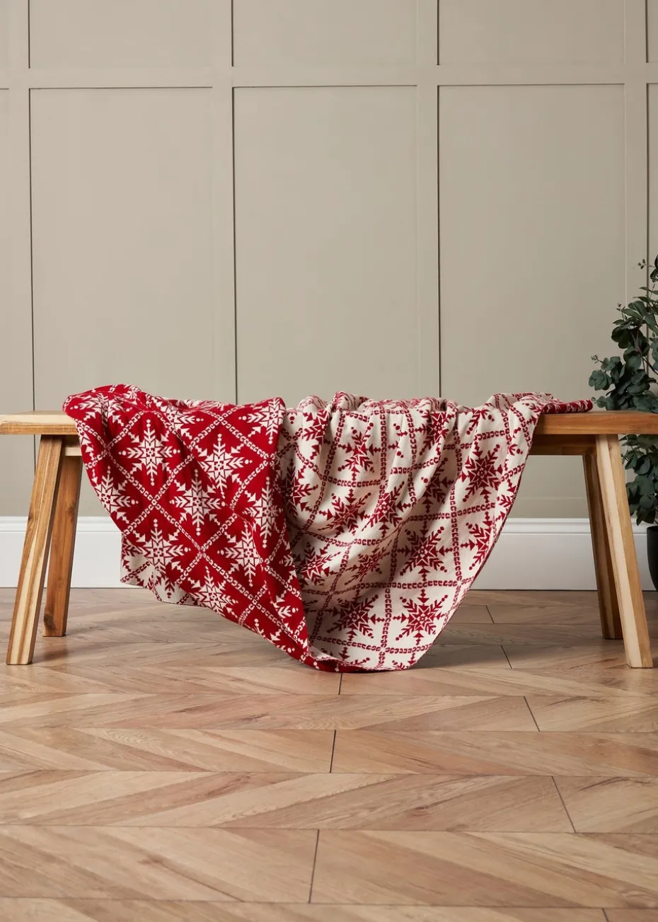 BHS Red Christmas Design Throw
