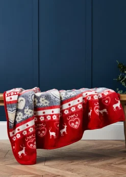 BHS Red Christmas Winter Snow Throw