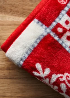 BHS Red Winter Patchwork Throw