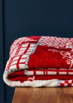 BHS Red Winter Patchwork Throw
