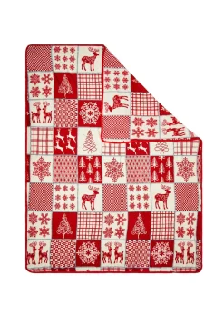 BHS Red Winter Patchwork Throw