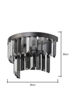 BHS Smoke Ozzie Wall Light Pewter Prism Glass (20cm x 26cm)