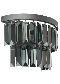 BHS Smoke Ozzie Wall Light Pewter Prism Glass (20cm x 26cm)