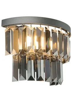 BHS Smoke Ozzie Wall Light Pewter Prism Glass (20cm x 26cm)