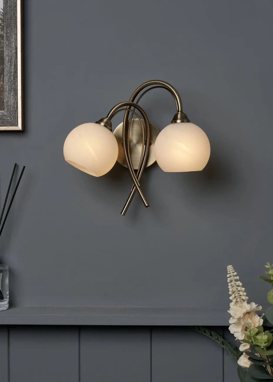 BHS Soni 2 Bulb Wall Light (23cm x 25cm x 20cm)