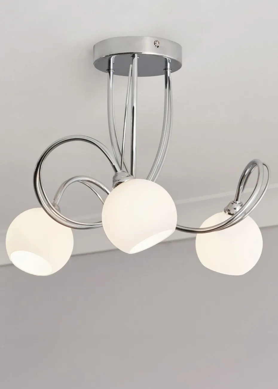 BHS Soni Flush Ceiling 3 Light Chrome (26cm x 40cm)