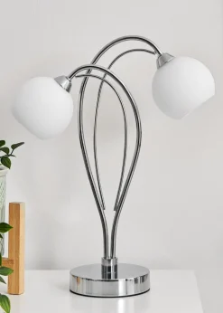 BHS Soni Table Lamp 2 Light Chrome (38cm x 31cm)
