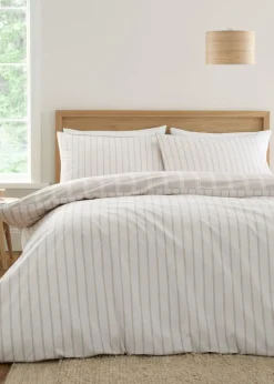 Bianca Fine Linens Ashford Stripe 200 Thread Count Cotton Percale Reversible Duvet Cover Set