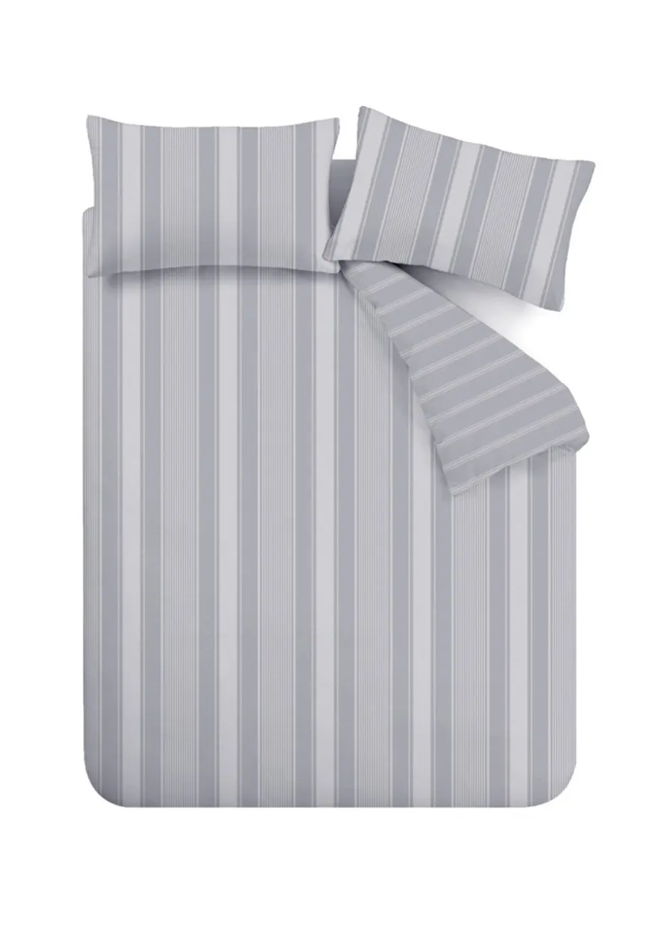 Bianca Fine Linens Brushed Cotton Ticking Stripe Reversible Duvet Cover Set