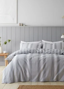 Bianca Fine Linens Brushed Cotton Ticking Stripe Reversible Duvet Cover Set