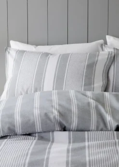Bianca Fine Linens Brushed Cotton Ticking Stripe Reversible Duvet Cover Set