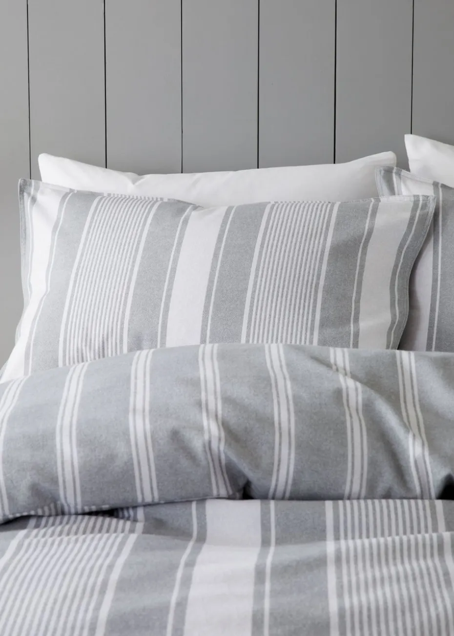 Bianca Fine Linens Brushed Cotton Ticking Stripe Reversible Duvet Cover Set