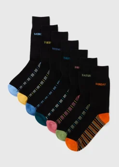 Black 7 Pack Days Of The Week Socks