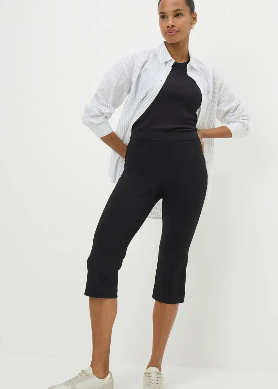 Black Bengaline Cropped Trousers
