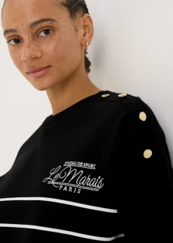 Black Breton Stripe Sweatshirt