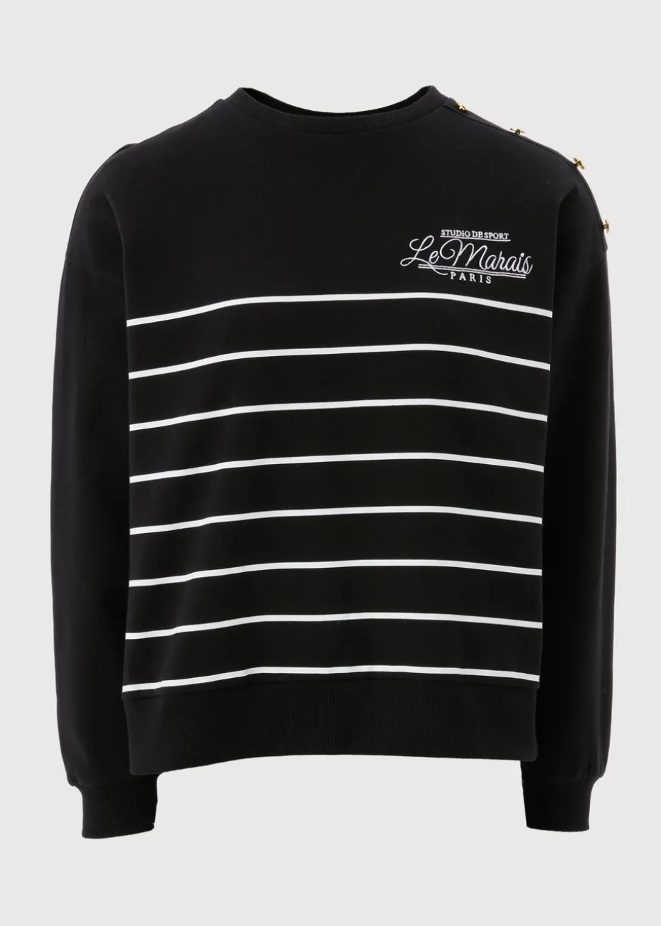 Black Breton Stripe Sweatshirt