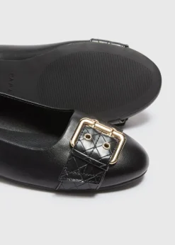 Black Buckle Detail Ballet Flats