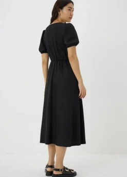 Black Button Midi Tea Dress