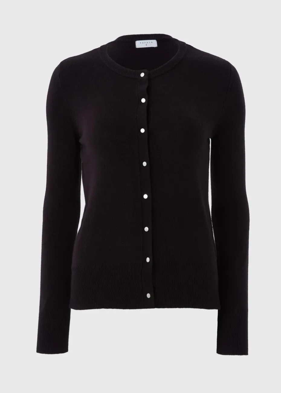 Black Button Soft Cardigan