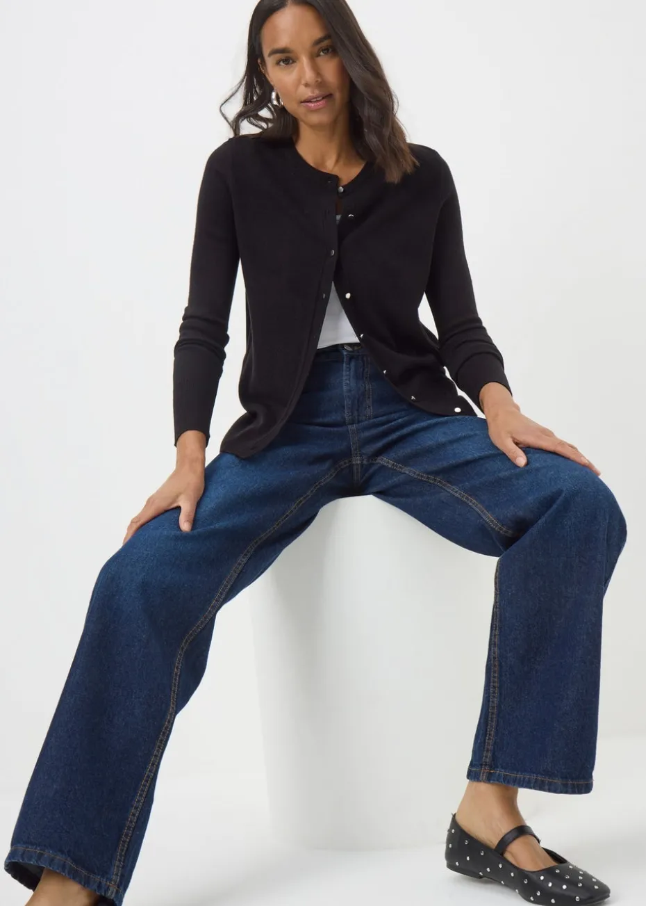 Black Button Soft Cardigan