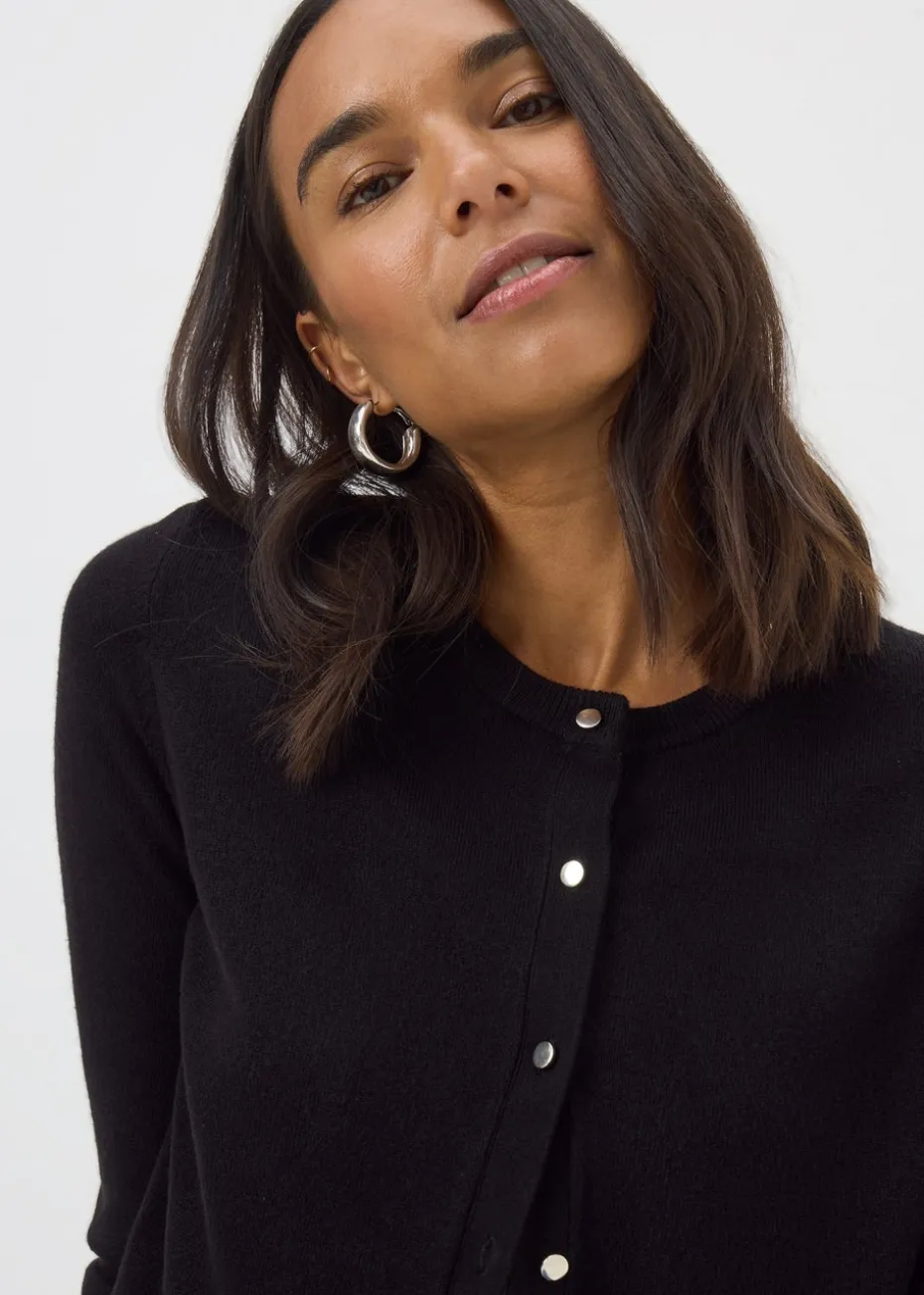 Black Button Soft Cardigan