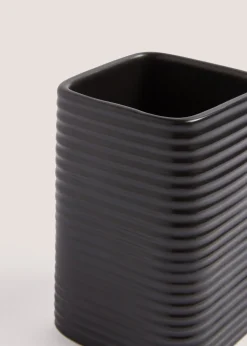 Black Ceramic Bathroom Tumbler - (7.5cm x 7.5cm x 11.5cm)