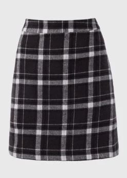 Black Check A Line Skirt