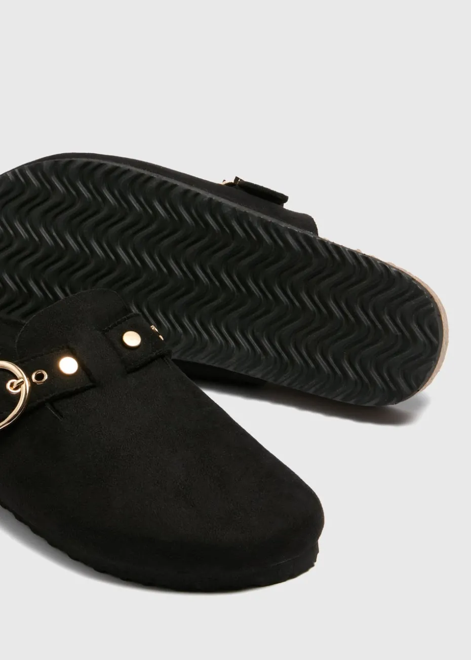 Black Closed Footbed Mules