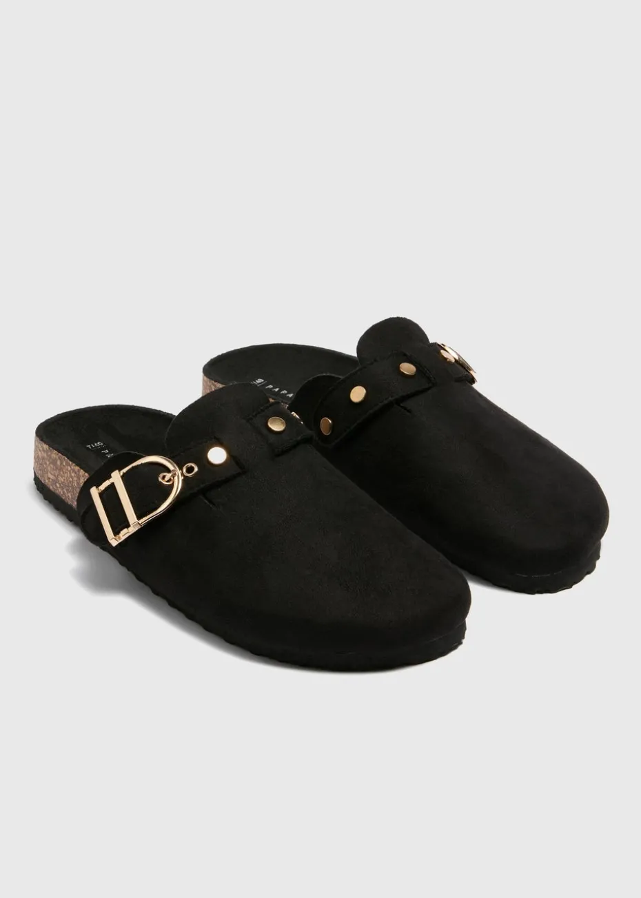 Black Closed Footbed Mules