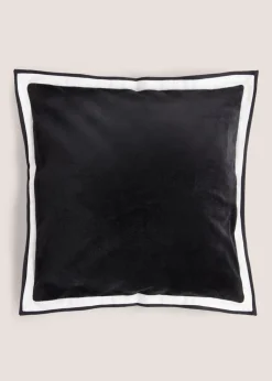 Black Contrast Edge Velvet Cushion
