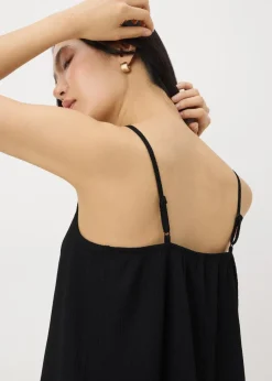 Black Crinkle Cami Mini Dress