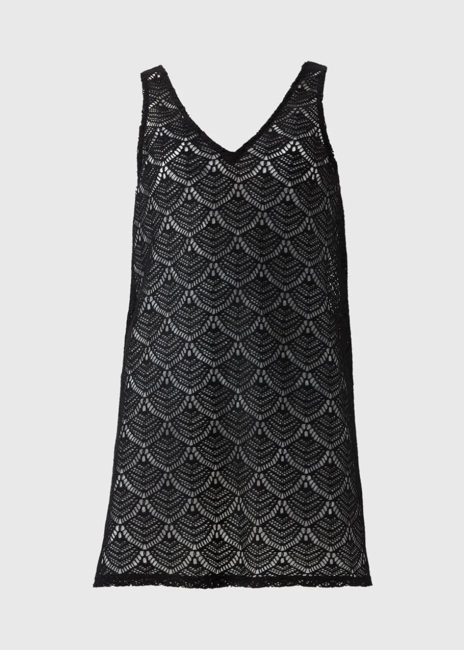 Black Crochet Short Beach Dress
