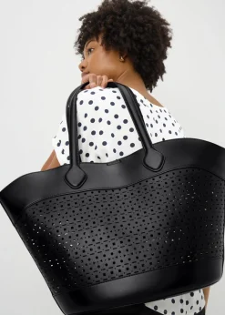 Black Cut Out Winged Tote