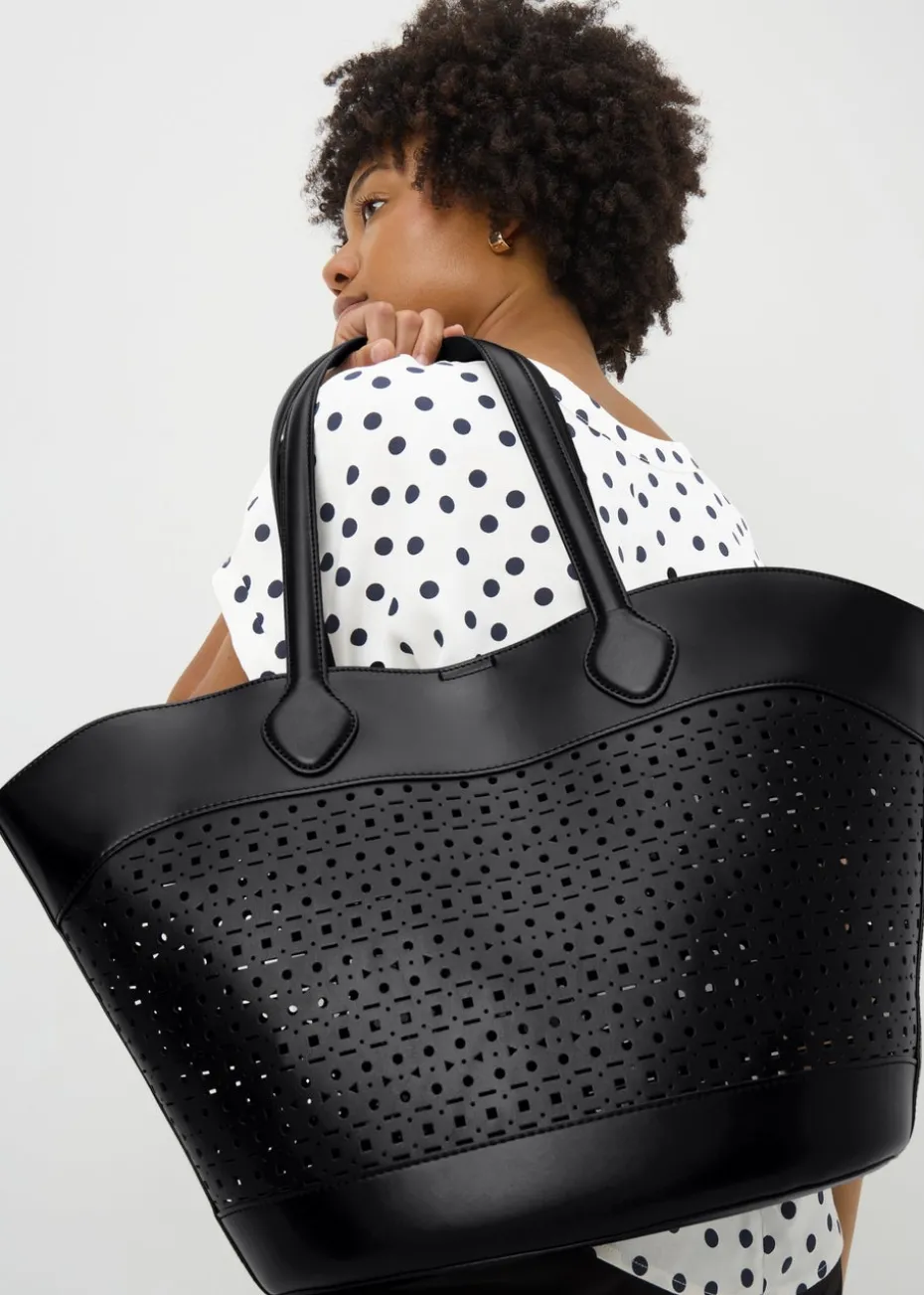 Black Cut Out Winged Tote