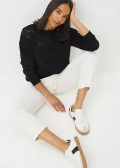 Black Cutout Floral Sweatshirt